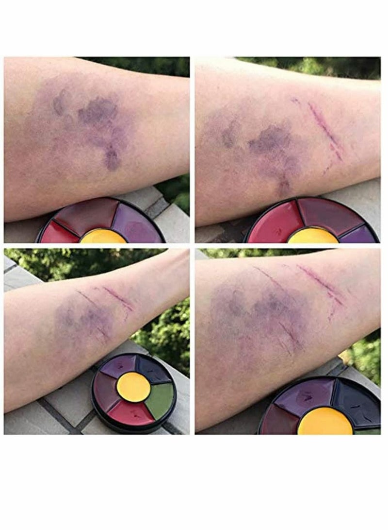 SYOSI 6 Color Bruise Wheel Special Effects SFX Zombie Makeup Kit Professional Non Toxic Face Body Paint Oil Sfx Makeup Set with Sponge  - Image 3