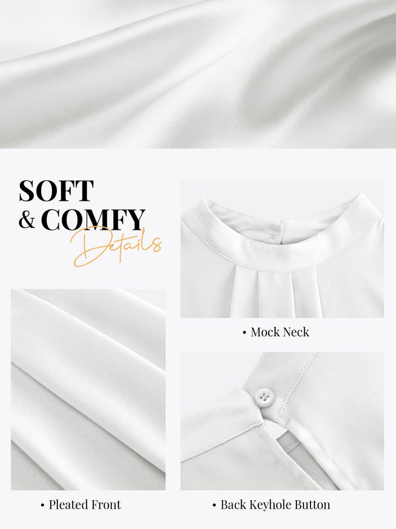 Funlingo White Tank Top Woman Satin Silk Dressy Casual Summer Blouse Business Formal Tunic Shirts Trendy Work Clothing for Office 2026 XL - Image 5