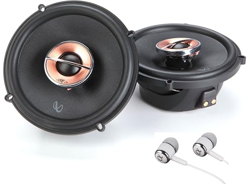 Infinity New Infinity Kappa 62IX 6.5" 225 Watts Max (75 Watts RMS) 2-Way Coaxial Car Audio Stereo Multi Element Speakers with UniPivot Tweeters with Oversized Voice Coils - Pair with Alphasonik Earbuds - Image 1