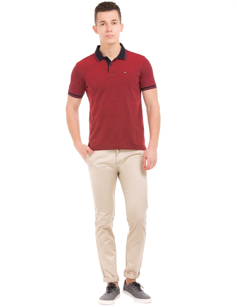 Arrow Beige Flat Front Slim Fit Trousers for Men | Best Price UAE