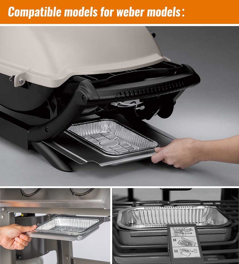 NUPICK 20 Pack 6415 Drip Pans Compatible for Weber Spirit Series, Genesis Series, Q Series Grills, Disposable Aluminum Foil Grease Trays, 8.5" x 6" - Image 4