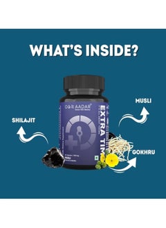 AADAR Extra Time Builds Performance Time And Pleasure Stamina Builder Shilajit, Gokhru, Musli - 60 Capsules  - Image 3
