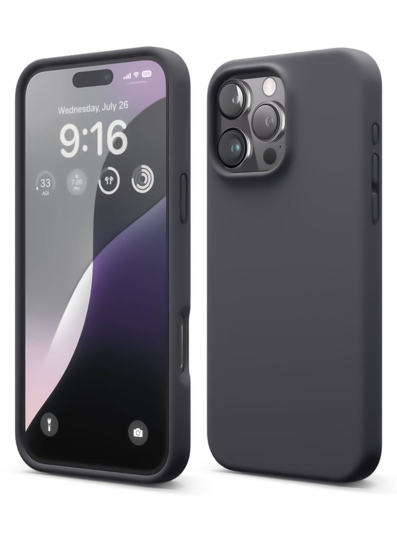 Compatible with iPhone 16 Pro Max Case 6.9 Inch Slim Liquid Silicone 4 Layers Soft Gel Rubber Shockproof Protective Phone Case with Anti Scratch Microfiber Lining (Titanium Grey)