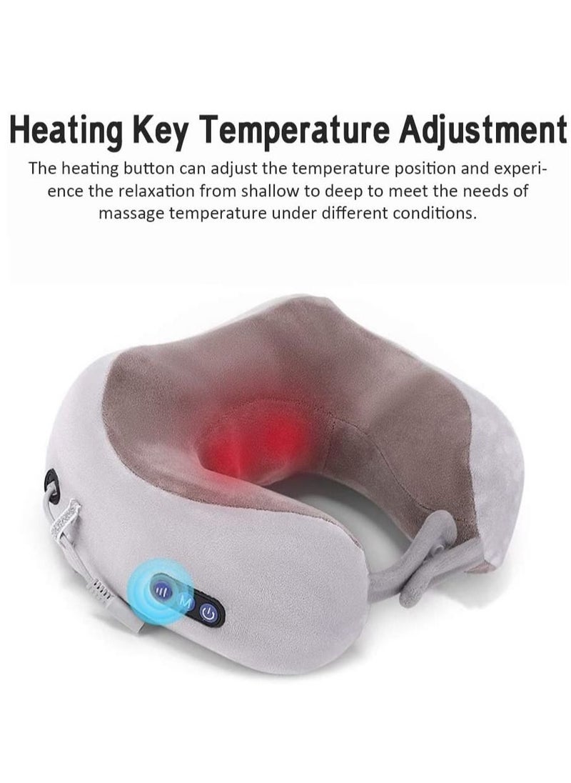 Electric Travel Neck Massage Pillow, U-Shaped Memory Foam Kneading Head & Neck Support Pollow, For Pain Relief, For Airplane, Train, Bus, Car Travel