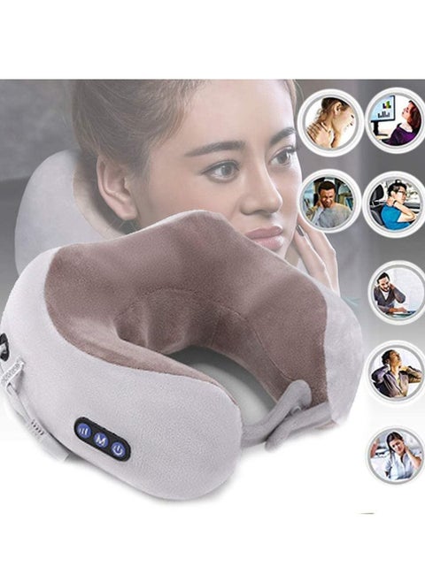 Electric Travel Neck Massage Pillow, U-Shaped Memory Foam Kneading Head & Neck Support Pollow, For Pain Relief, For Airplane, Train, Bus, Car Travel
