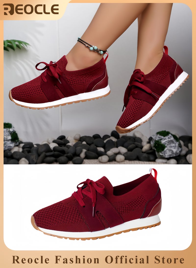 REOCLE Women's Walking Shoes Lightweight Breathable Flying Woven Mesh Upper Casual Jogging Shoes Ladies Tennis Shoes Workout Footwear Non-Slip Gym Sneakers - Image 1