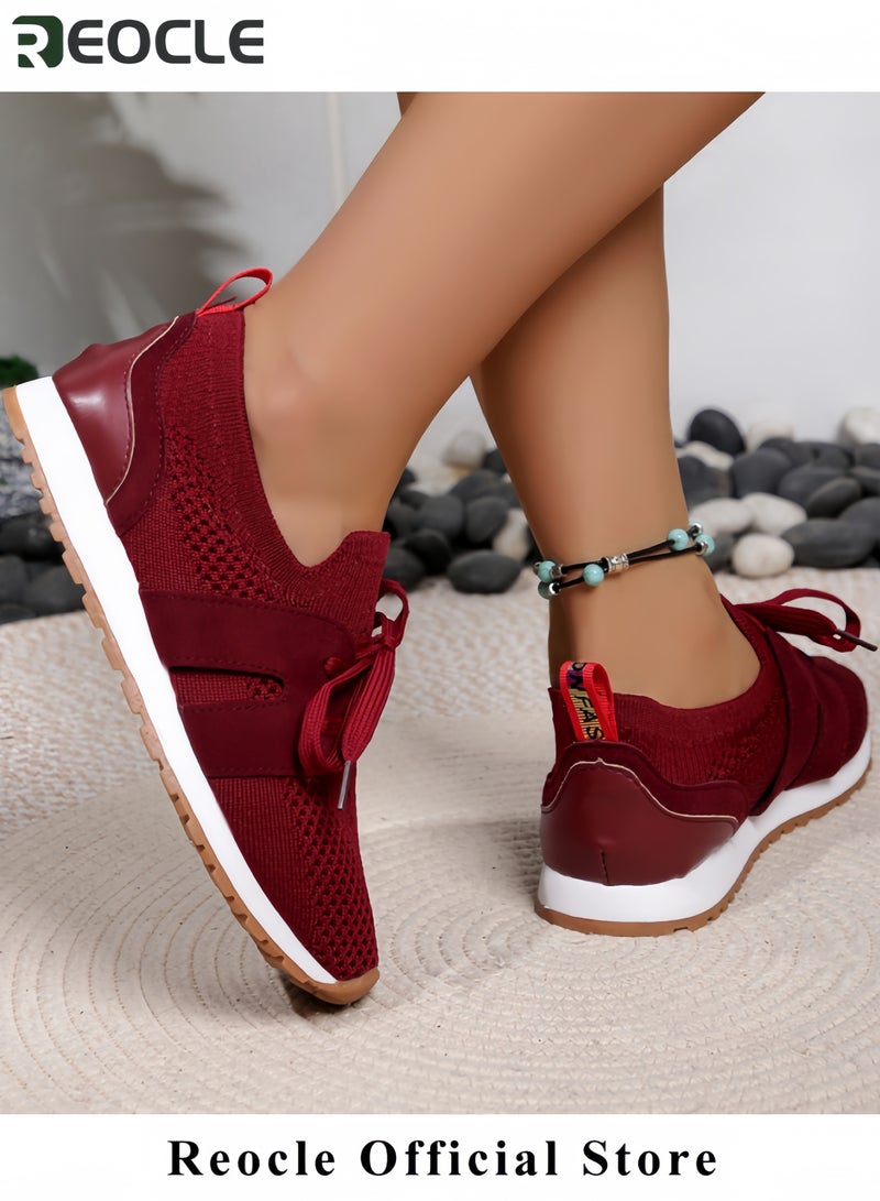 REOCLE Women's Walking Shoes Lightweight Breathable Flying Woven Mesh Upper Casual Jogging Shoes Ladies Tennis Shoes Workout Footwear Non-Slip Gym Sneakers - Image 2