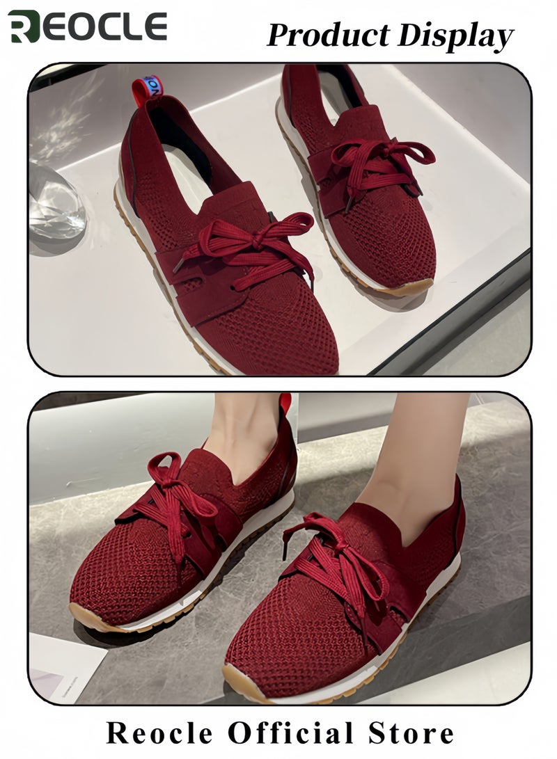 REOCLE Women's Walking Shoes Lightweight Breathable Flying Woven Mesh Upper Casual Jogging Shoes Ladies Tennis Shoes Workout Footwear Non-Slip Gym Sneakers - Image 5
