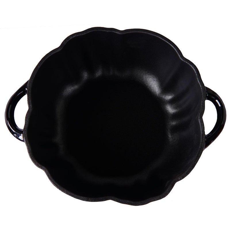 Crucible Cookware Enameled Cast Iron Pumpkin Pot Dutch Oven Cocotte, Black, 2.32 qt (2.2 L) - Image 3