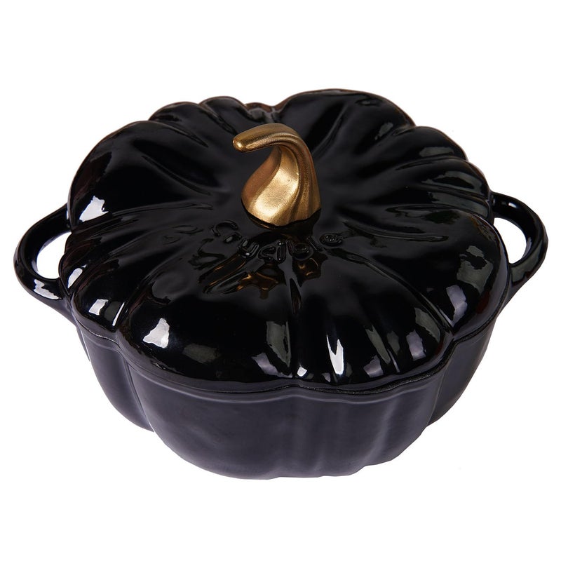 Crucible Cookware Enameled Cast Iron Pumpkin Pot Dutch Oven Cocotte, Black, 2.32 qt (2.2 L) - Image 2
