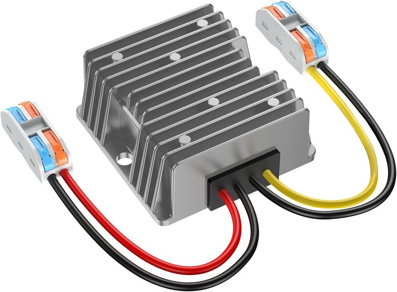 Cocar Voltage Converter 24V to 12V, Step Down 24V 12V 15A 180W with Quick Connector Cable Connector, Voltage Converter 24 to 12 for Golf Cart Light Truck. DC15-40V Wide Input - Image 1