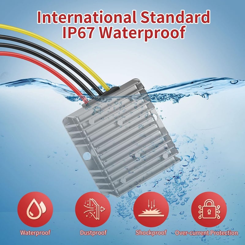 Cocar Voltage Converter 24V to 12V, Step Down 24V 12V 15A 180W with Quick Connector Cable Connector, Voltage Converter 24 to 12 for Golf Cart Light Truck. DC15-40V Wide Input - Image 5