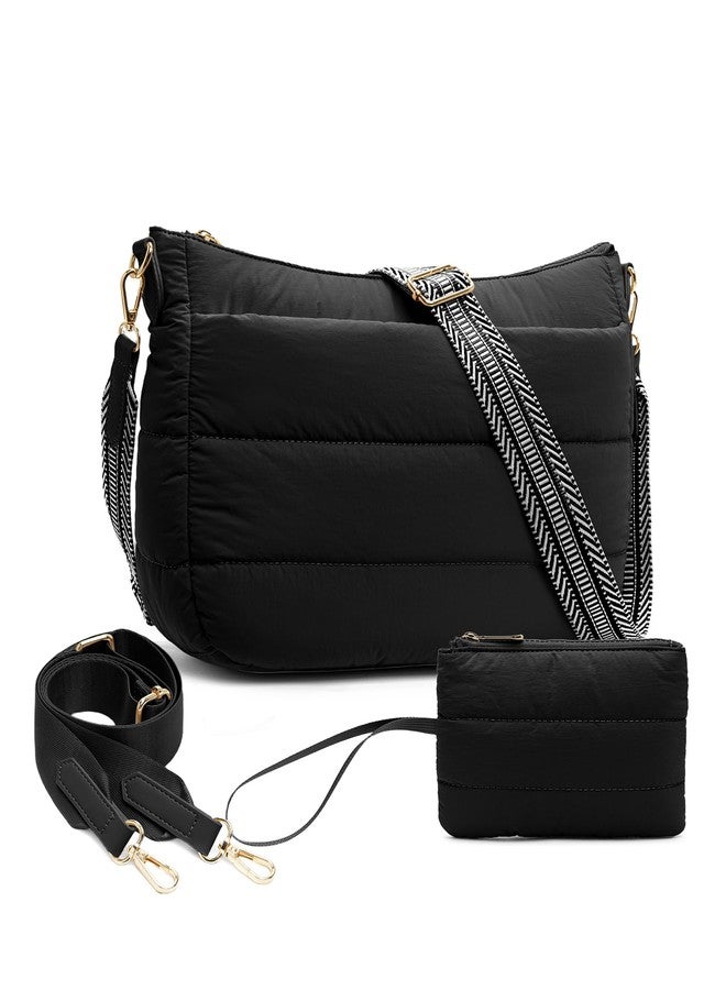 Gitus Puffer Crossbody Bags for Women Trendy Quilted Purses Shoulder Hobo Bag Nylon Handbags with Coin Wallet Birthday Gifts for Mom Women (Black) - Image 1