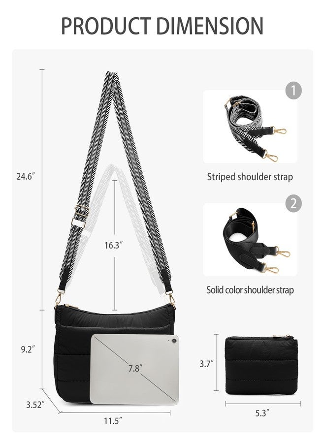 Gitus Puffer Crossbody Bags for Women Trendy Quilted Purses Shoulder Hobo Bag Nylon Handbags with Coin Wallet Birthday Gifts for Mom Women (Black) - Image 3