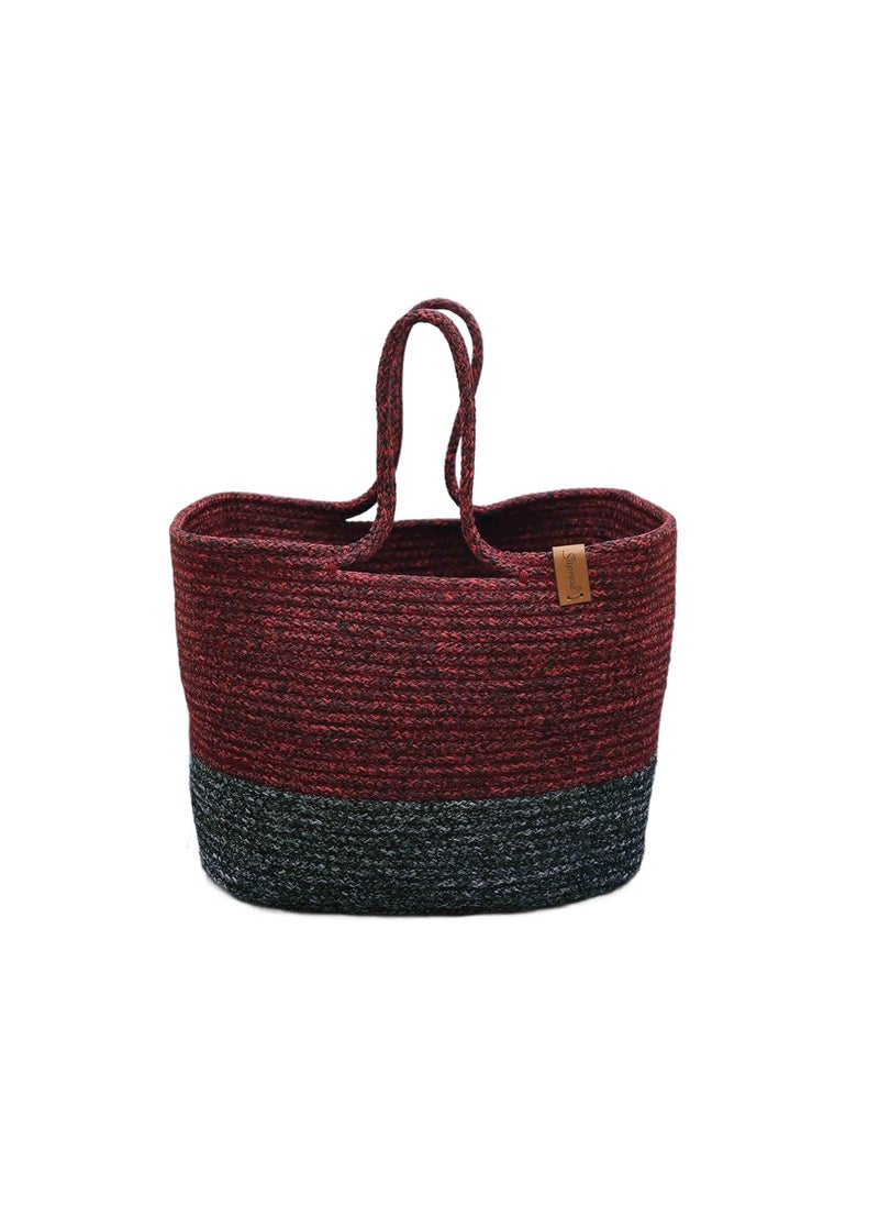 ST SAPROSE ST SAPROSE Polypropylene Rectangle Tiffin Basket Carry Bag with Lid Storage Basket Picnic Basket Lunch Bag Tiffin Basket Handbag for Lunch Box Water Bottle 28 x 19 x 28 cm RED BLACK  - Image 1