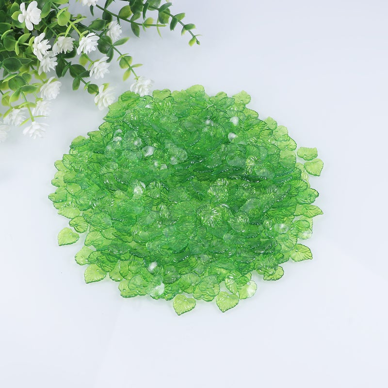 1 Pack 200 G Transparent Leaves Beads 16MM Hanging Hole Leaves Simulation Green Leaves DIY Jewelry Accessories for Bracelet Earrings Green - Image 5
