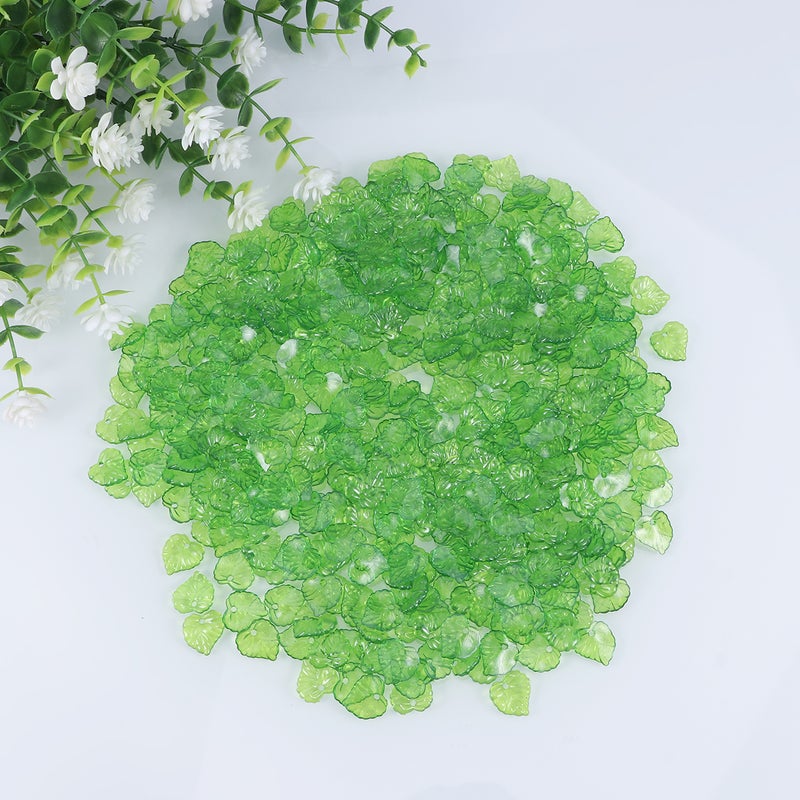 1 Pack 200 G Transparent Leaves Beads 16MM Hanging Hole Leaves Simulation Green Leaves DIY Jewelry Accessories for Bracelet Earrings Green - Image 2