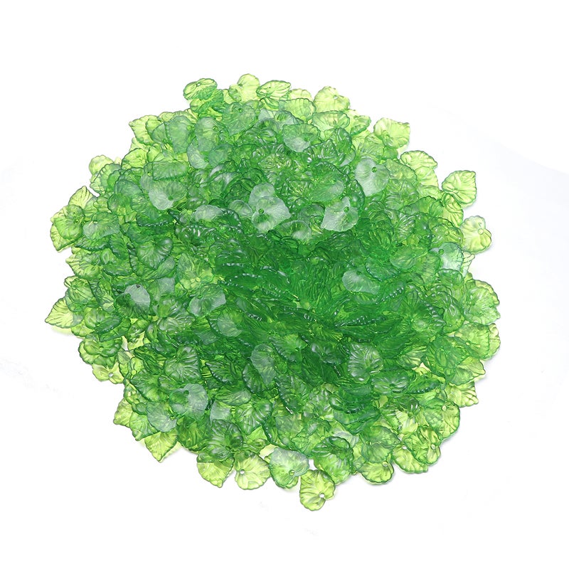 1 Pack 200 G Transparent Leaves Beads 16MM Hanging Hole Leaves Simulation Green Leaves DIY Jewelry Accessories for Bracelet Earrings Green - Image 3