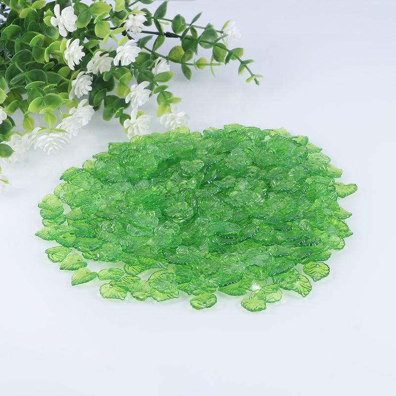 1 Pack 200 G Transparent Leaves Beads 16MM Hanging Hole Leaves Simulation Green Leaves DIY Jewelry Accessories for Bracelet Earrings Green - Image 4