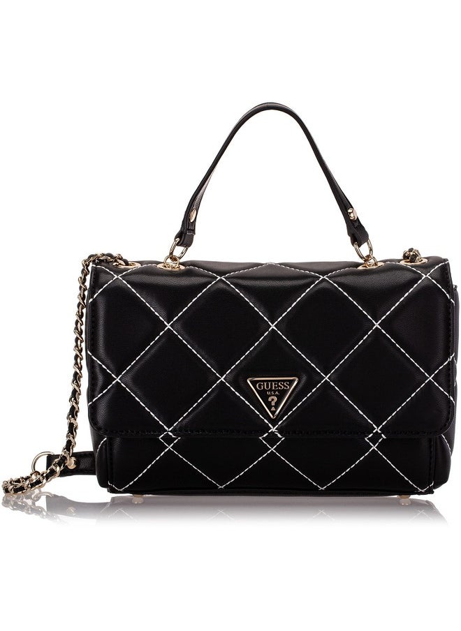 GUESS - Womens Cessily Convertible Crossbody Flap Black Multi One Size Us - Image 1