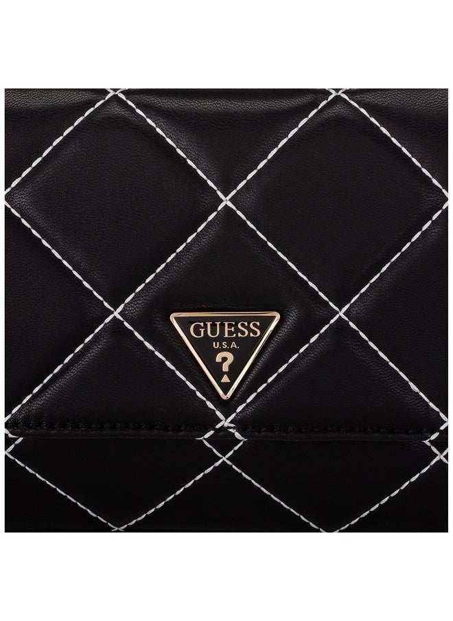 GUESS - Womens Cessily Convertible Crossbody Flap Black Multi One Size Us - Image 1
