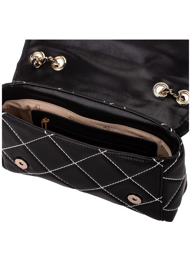 GUESS - Womens Cessily Convertible Crossbody Flap Black Multi One Size Us - Image 1