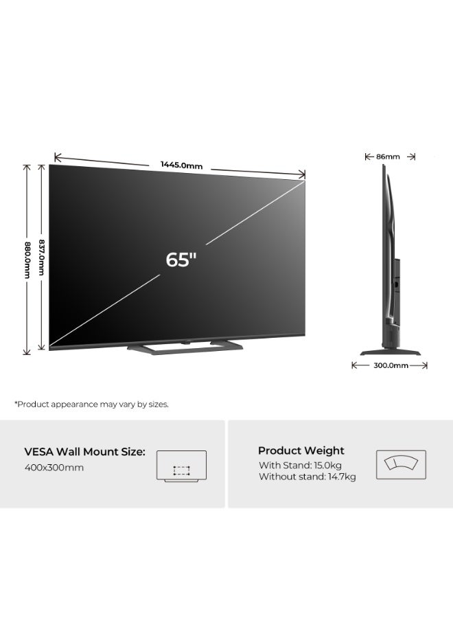 هاير 65 Inch 4K QLED Smart Google TV | Gaming@120 Hz | Dolby Vision & Atmos | MEMC/VRR/ALLM | 2+32GB RAM/ROM | Voice Control | HDR10 | Chromecast | HDMI 2.1 | Premium Bezel-Less Design - 2026 Model Year - 2 Years Warranty - 65H6GUX black - Image 3