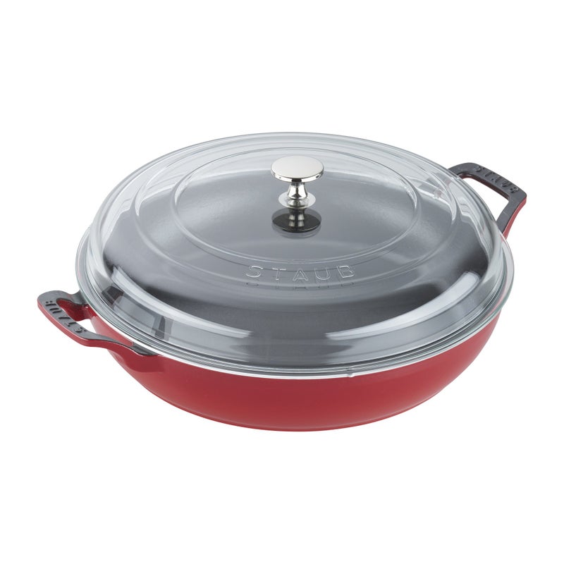 STAUB Braiser with Glass Lid, 3.5-Qt, Cherry - Image 1