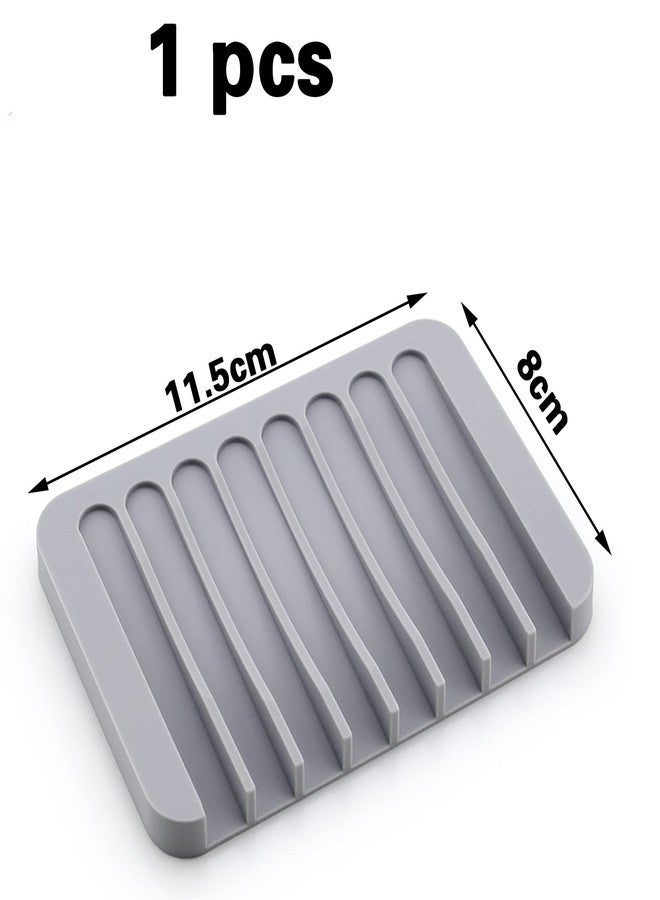 LABUYI 1 Piece Silicone Soap Dish, Bathroom Soap Dish, Soap Dish, Silicone Soap Dish, Soap Dish for Bathroom, Kitchen, Travel (Grey) - Image 2