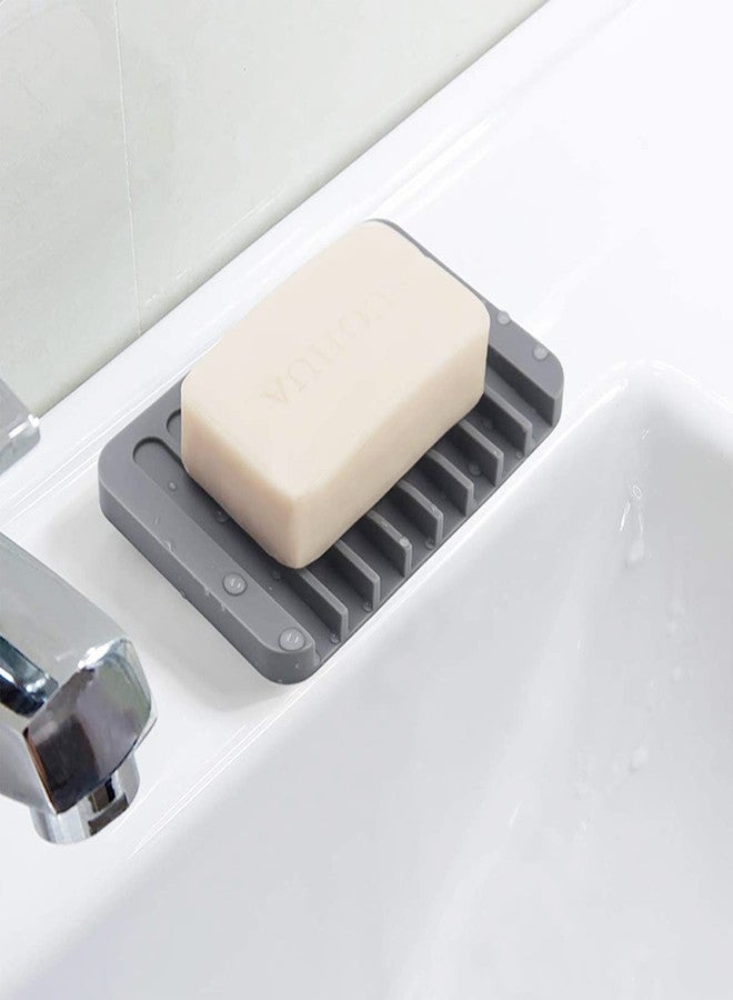 LABUYI 1 Piece Silicone Soap Dish, Bathroom Soap Dish, Soap Dish, Silicone Soap Dish, Soap Dish for Bathroom, Kitchen, Travel (Grey) - Image 5