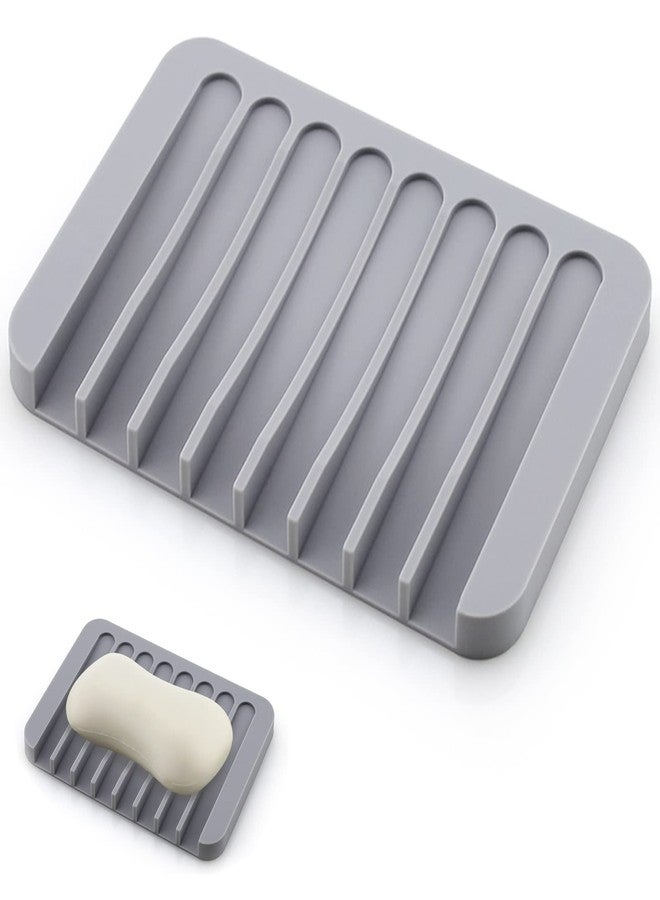 LABUYI 1 Piece Silicone Soap Dish, Bathroom Soap Dish, Soap Dish, Silicone Soap Dish, Soap Dish for Bathroom, Kitchen, Travel (Grey) - Image 1