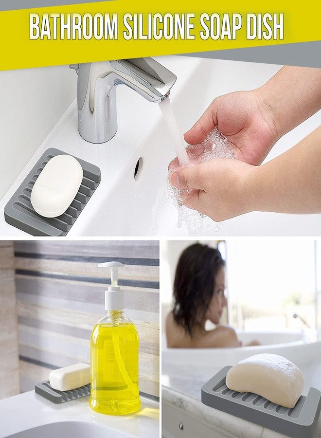 LABUYI 1 Piece Silicone Soap Dish, Bathroom Soap Dish, Soap Dish, Silicone Soap Dish, Soap Dish for Bathroom, Kitchen, Travel (Grey) - Image 4