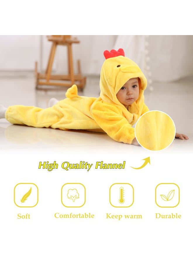 Tonwhar Kid's and Toddler's Costume Baby Animal Outfit Baby Boys' Girls' One-Piece Rompers Jumpsuit, Yellow Chicken, 6-12 Months - Image 5