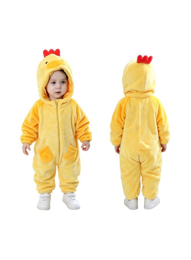 Tonwhar Kid's and Toddler's Costume Baby Animal Outfit Baby Boys' Girls' One-Piece Rompers Jumpsuit, Yellow Chicken, 6-12 Months - Image 1