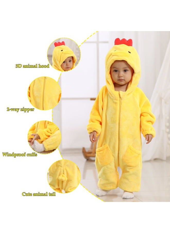 Tonwhar Kid's and Toddler's Costume Baby Animal Outfit Baby Boys' Girls' One-Piece Rompers Jumpsuit, Yellow Chicken, 6-12 Months - Image 2