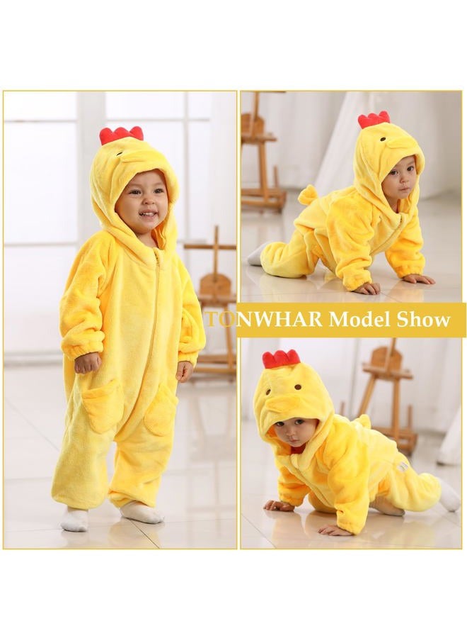 Tonwhar Kid's and Toddler's Costume Baby Animal Outfit Baby Boys' Girls' One-Piece Rompers Jumpsuit, Yellow Chicken, 6-12 Months - Image 4