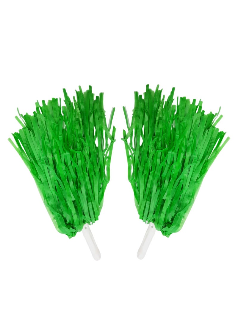 Party Time 1 Pair Cheerleading Green Pompoms for Sports Team Cheering Party Dance Accessories - Image 1