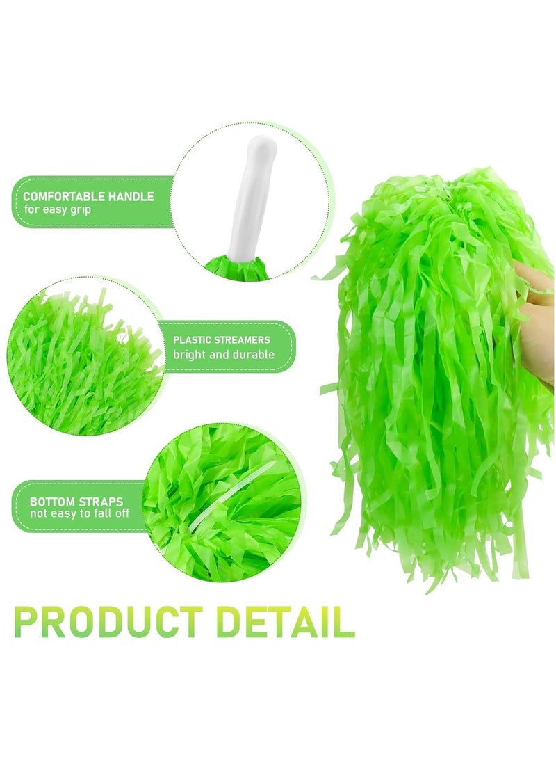 Party Time 1 Pair Cheerleading Green Pompoms for Sports Team Cheering Party Dance Accessories - Image 2