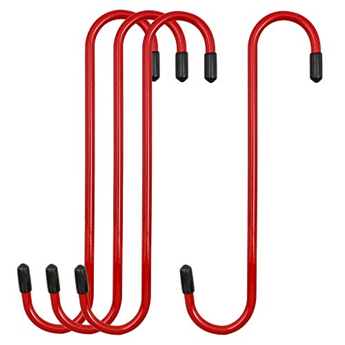 4LIFETIMELINES Brake Caliper Hanger Hooks, Durable Steel, Red Powder Coated with Rubber Tips, for Automotive Work on Brake Axle and Suspesion Systems - 4 Pack - Image 1