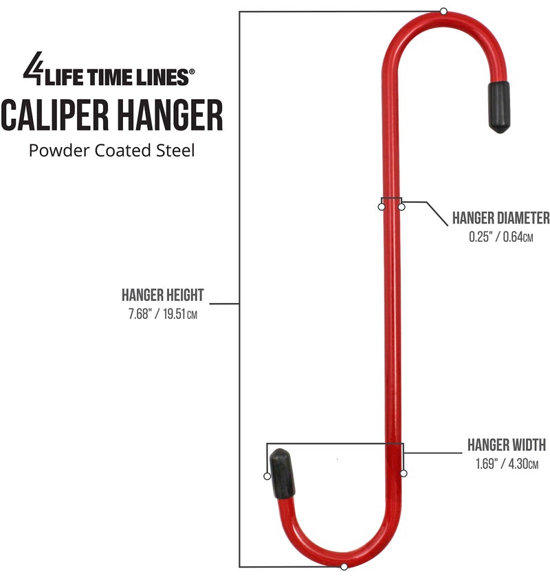 4LIFETIMELINES Brake Caliper Hanger Hooks, Durable Steel, Red Powder Coated with Rubber Tips, for Automotive Work on Brake Axle and Suspesion Systems - 4 Pack - Image 3