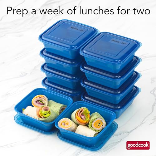 GoodCook Meal Prep 3 Cup Square 20Piece Blue Made without BPA - Image 3