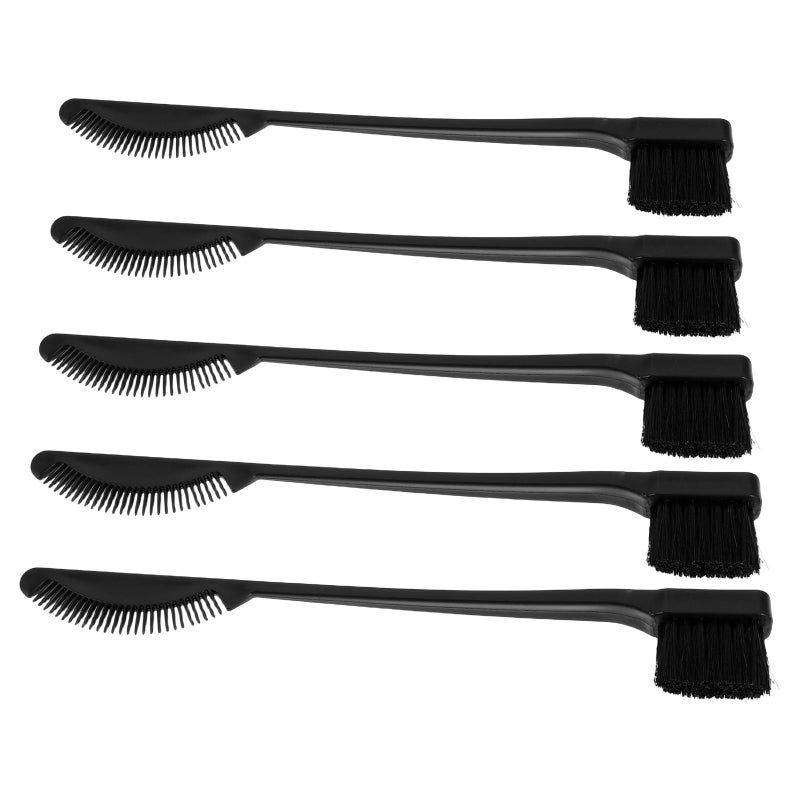 Black 5 Pcs Dual Ended Eyelash And Eyebrow Brush With Comb For Travel Makeup - Image 2