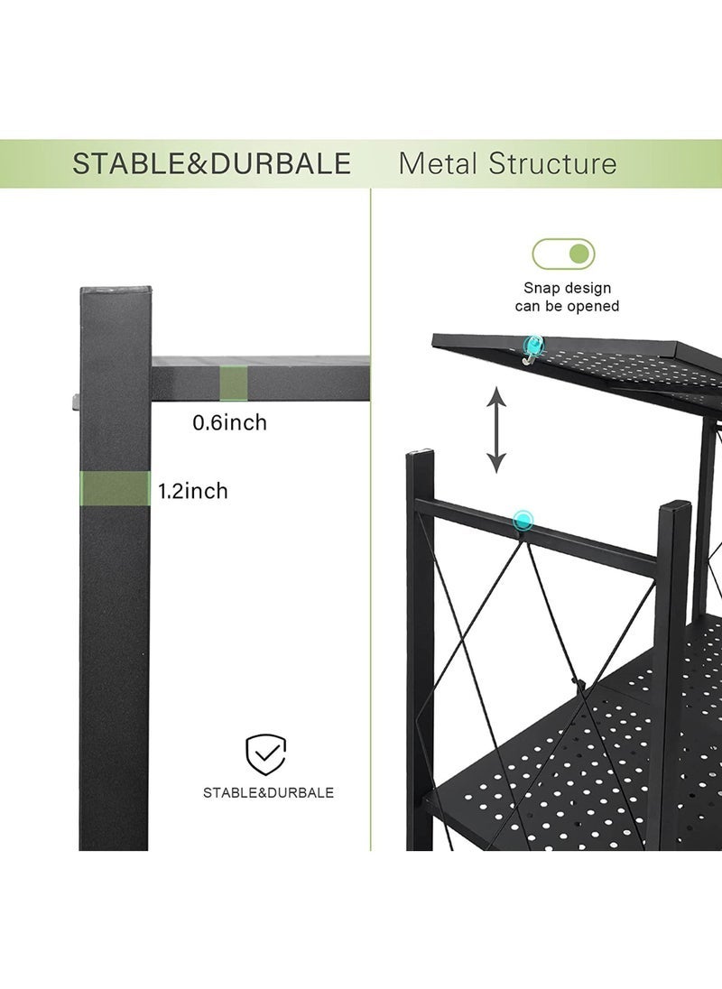 Captaintech 4-Shelf Foldable Storage Shelves with Wheels Large Capacity Shelving Unit Freestanding Metal Wire Shelf Rack No Assembly Organizer Rack for Garage Kitchen Basement Pantry Heavy Duty  - Image 3
