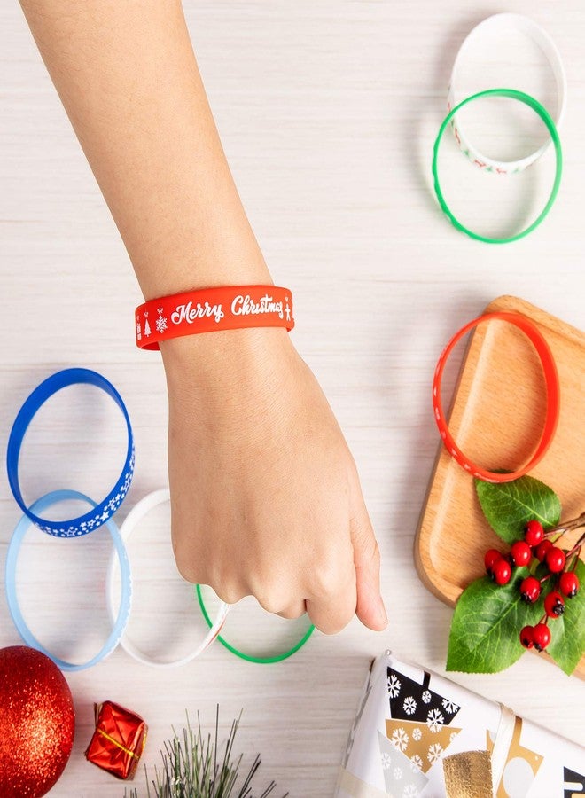 Whaline 54pcs Christmas Silicone Bracelet Xmas Rubber Band Wristband Merry Christmas Wristband, Accessories Gift for Holiday Decoration Wrist Band Party Supplies - Image 4