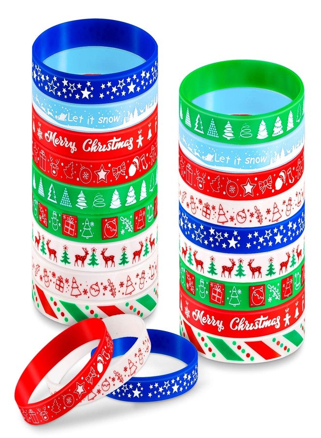 Whaline 54pcs Christmas Silicone Bracelet Xmas Rubber Band Wristband Merry Christmas Wristband, Accessories Gift for Holiday Decoration Wrist Band Party Supplies - Image 1
