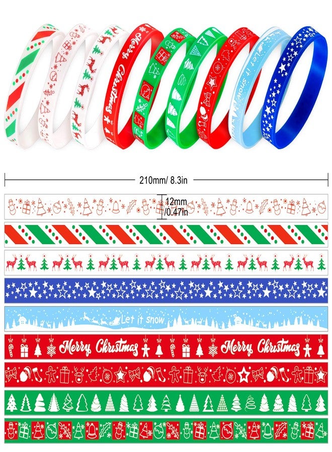 Whaline 54pcs Christmas Silicone Bracelet Xmas Rubber Band Wristband Merry Christmas Wristband, Accessories Gift for Holiday Decoration Wrist Band Party Supplies - Image 2