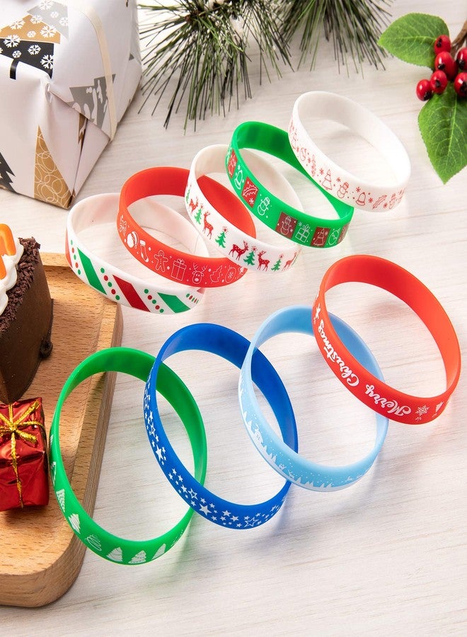 Whaline 54pcs Christmas Silicone Bracelet Xmas Rubber Band Wristband Merry Christmas Wristband, Accessories Gift for Holiday Decoration Wrist Band Party Supplies - Image 3