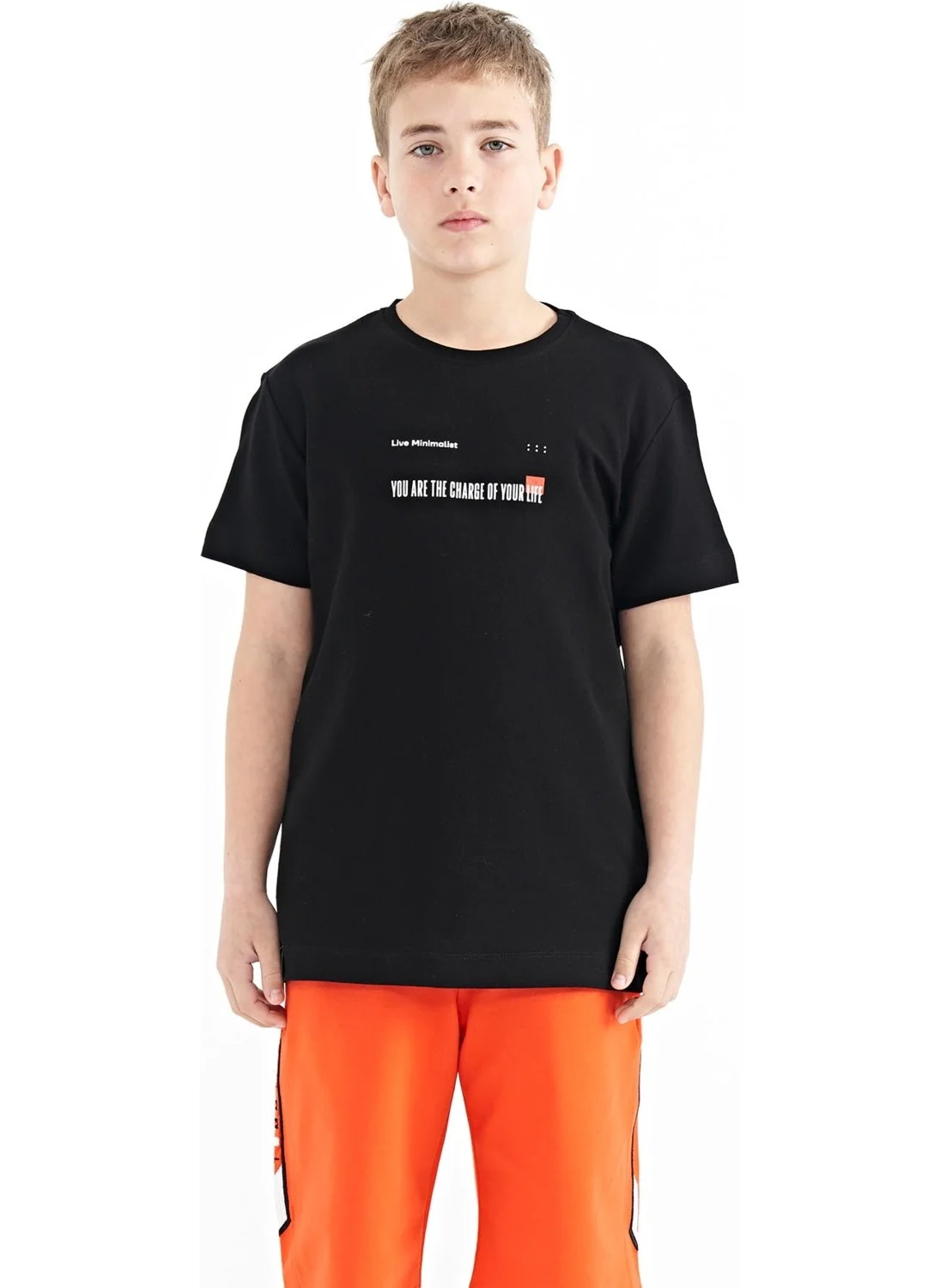 Tommy Life Black Printed Detailed O Neck Standard Pattern Men's T-Shirt - 11117