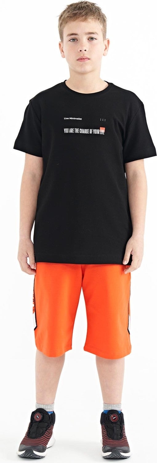 Tommy Life Black Printed Detailed O Neck Standard Pattern Men's T-Shirt - 11117 - Image 3