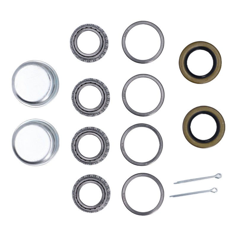 Trailer Wheel Bearing Kit: 4x L44649 Bearings, 4x L44610 Races, 2x Grease Seals, 2x Cotter Pins, 2x Dust Covers - Quiet High Speed Performance, Leak Proof Double Lip Seals, Enhanced OEM Grade Reliabil - Image 1